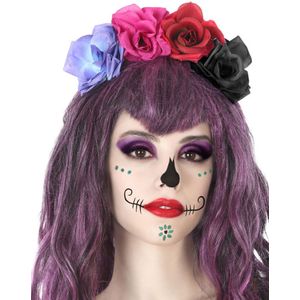 Halloween/horror verkleed diadeem/tiara/bloemenkrans - zombie/heks/lady - kunststof - dames/meisjes