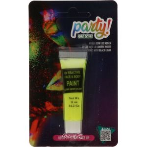 Atosa grimeer schmink - Glow in the Dark - neon geel - 14 gram - carnaval/verkleed thema - kind/volwassenen - lichtgevend