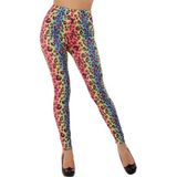 Gekleurde luipaard legging voor dames - Jaren 80 - Foute Carnaval verkleedkleding