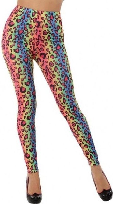 Gekleurde luipaard legging voor dames - Jaren 80 - Foute Carnaval verkleedkleding