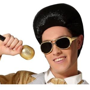 Atosa Verkleed bril Elvis/rockster - goud - kunststof - Rock and roll thema accessoires