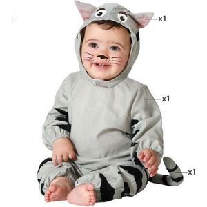 Atosa - Babykat Kostuum - Grijs - Jumpsuit Met Hoed En Staartaccessoire