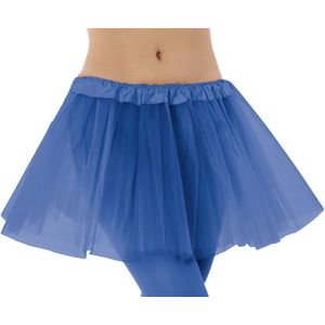 Dames verkleed rokje/tutu - tule stof met elastiek - blauw - one size model - van 4 tot 12 jaar