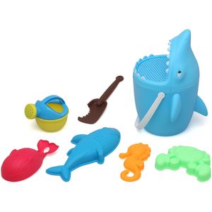 Atosa Strand/zandbak speelgoed set - emmer/schepjes met vormpjes - plastic - Sealife - Zandbakspeeltjes - Strandspeelgoed