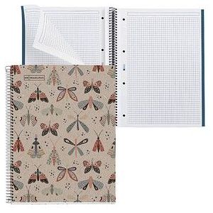 Miquelrius - Notebook A4 Ecobutterfly - 80 vel - geruit papier 4-gaatsperforatie