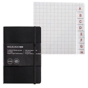 MIQUELRIUS Notizbuch Leather kariert, schwarz Softcover 200 Seiten