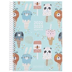 Miquelrius Kalender september 2022, juni 2023, weekoverzicht, grootte Plus, 15 x 21,3 cm, tweetalig: Spaans, Engels, junior, ijs, MR26166