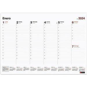 Miquelrius Basic Weekplanner 2024, DIN A3, 420 x 296 mm, met ruimte voor notities, gelijmd, Spaans