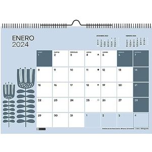 Miquelrius Wandkalender 2024, A3, 420 x 296 mm, met ruimte om notities te maken, dubbele spiraalbinding, Spaans, 12 kleuren