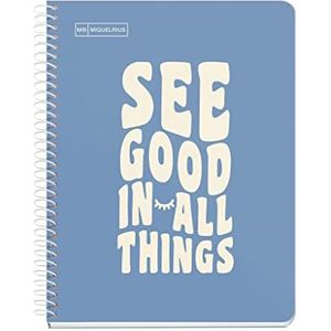 Miquelrius - Notebook Notebook Berichten, 1 gekleurde streep, A5, 100 vellen geruit 5 mm, papier 90 g, 2 boren, hard karton, Capri