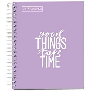 MIQUELRIUS - Notebook Berichten - 1 A6 gekleurde band 100 vellen 5 mm geruit, 90 g papier, zonder boren, extra harde kartonnen omslag, lavendelkleur