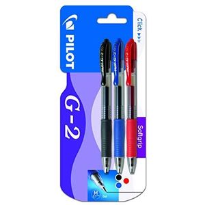 Pilot G2 gelpenset, intrekbaar, kleur zwart, blauw, rood, 3 stuks