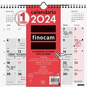 Finocam - Neutrale wandkalender 2024 voor het schrijven van januari 2024 - december 2024 (12 maanden) Spaans