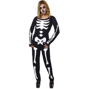 Rubies Skelita Glow In Dark kostuum voor dames, jumpsuit met glanseffect in het donker, officieel Halloween, carnaval, feestjes en cosplay