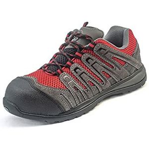 Security Line Halcon S1P Veiligheidsschoenen voor dames en heren, glasvezel, teenpunt, lichte schoenen, Rood