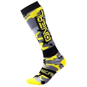 O'NEAL | Mountainbike Motocross Sokken | MTB Downhill Freeride | Zweet Absorberend, Versterkte Hiel & Zool Gebied | Pro MX Dames Jager | Unisex | Volwassen | Grijs Zwart Geel | Één Maat