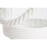 Kaarshouder/windlicht wit glas 18 cm met touw - Theelichthouders/waxinelichthouders - Stompkaars houder