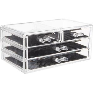 Make-up organizer/houder sorteerbakje 4 lades 24 x 15 x 11 cm - Opruimbakjes voor make-up