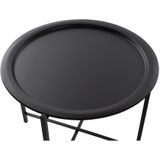 Set van 2x bijzettafels rond metaal zwart 44/49 cm - Home Deco meubels en tafels
