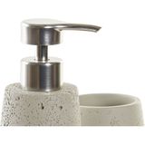 Badkamerset zeeppompje en beker/tandenborstelhouder polystone 19 cm - badkamer accessoires