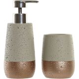 Badkamerset zeeppompje en beker/tandenborstelhouder polystone 19 cm - badkamer accessoires