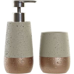 Badkamerset zeeppompje en beker/tandenborstelhouder polystone 19 cm - badkamer accessoires