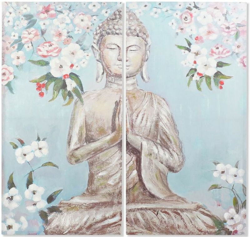 Malerei Set 2 Leinwände 140x3x140 Buddha Leinwand handgemalte mehrfarbige Farbmaterial -Familienfotos Details