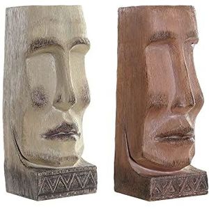 DKD Home Decor Face bloempot van kunsthars, beige, terracotta, 2 stuks (14,5 x 15,5 x 39 cm) (Referentie: S3023959)