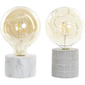 Bureaulamp DKD Home Decor Wit Grijs Gouden Cement 12 x 12 x 22 cm (2 Stuks)