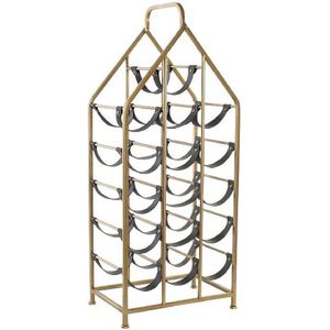Items staand Wijnrek - 16 flessen - goud/zwart - metaal - 37 x 82 cm - Modern/stijlvol/art-deco