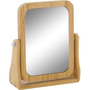 Badkamerspiegel / make-up spiegel bamboe hout 22 x 6 x 22 - Opmaken - Luxe cosmeticaspiegels