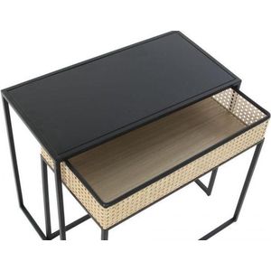 Set van 2 kleine tafels DKD Home Decor Metaal Rotan (60 x 30 x 50 cm)