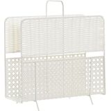 DKD Home Decor - Tijdschriftenrek - Wit - Metaal - Vlechtwerk