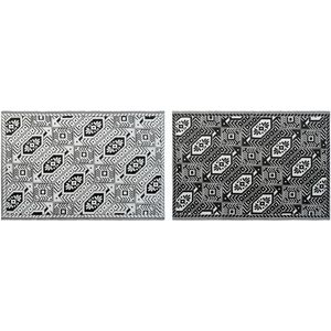 DKD Home Decor - Tapijt - Wit Zwart - Etnisch - Set van 2