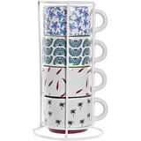 DKD Home Decor - Set van Koffiekopjes - Multicolour - Keramiek - 150 ml