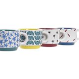 DKD Home Decor - Set van Koffiekopjes - Multicolour - Keramiek - 150 ml