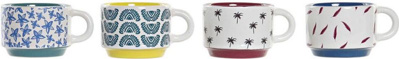 DKD Home Decor - Set van Koffiekopjes - Multicolour - Keramiek - 150 ml