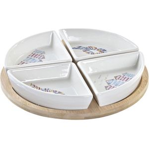DKD Home Decor - Set voor Voorgerechtjes - Blauw - Bamboe Keramiek - 5 Stuks