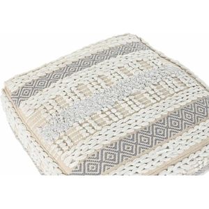 Kussen DKD Home Decor Voor op de grond Wit Grijs Vierkant Boho 60 x 60 x 25 cm