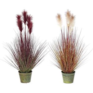 Decoratieve Plant DKD Home Decor Kubus 30 X 30 X 106 cm Oranje Polyethyleen Bordeaux Blik (2 Stuks)