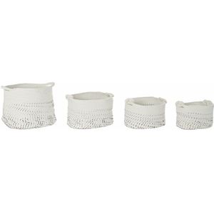 Basket spelset DKD Home Decor Wit Zwart Boho 36 x 36 x 33 cm (4 Onderdelen)