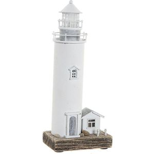 Decoratieve figuren DKD Home Decor Wit Koplamp LED Paulownia hout Huis (30 x 13 x 8 cm)