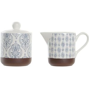 DKD Home Decor - Suikerpot - Aluminium - Blauw, Wit, Bruin - Set van 2