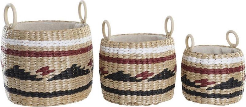 Korbset 3 Faser 30x30x25 Naturfasermaterial Multicolor -Farbfamilienfamilienkörbe und Kartons Details
