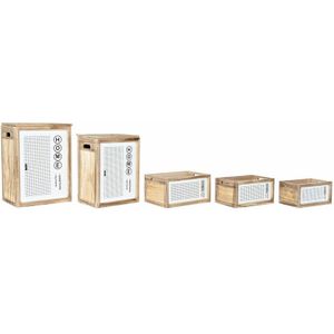Wasmand DKD Home Decor Natuurlijk Paulownia hout (40 x 30 x 55 cm) (5 Onderdelen)