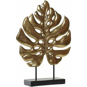 Decoratieve figuren DKD Home Decor Zwart Gouden Metaal Hars Blad van een plant (25,5 x 6 x 34 cm)