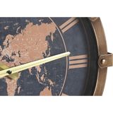 Wanduhr DKD Home Decor Gold Silberfarben Kristall Eisen Weltkarte 42 x 8,5 x 54 cm (2 Stück)