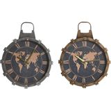 Wanduhr DKD Home Decor Gold Silberfarben Kristall Eisen Weltkarte 42 x 8,5 x 54 cm (2 Stück)