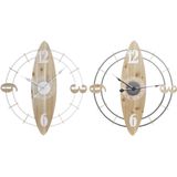 DKD Home Decor - Muurklok - Natuurlijk Wit - IJzer Hout MDF - Set van 2