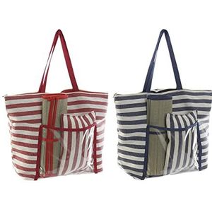 Strandtas DKD Home Decor 55 x 17 x 35 cm Canvas Rood Blauw PVC (2 Stuks)